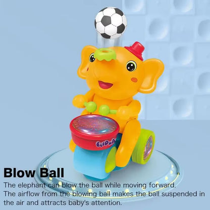 Baby Crawling Toy: Electronic Walking Elephant Drummer with Floating Ball, LED Lights, Music & Sounds | Interactive Sensory Toy