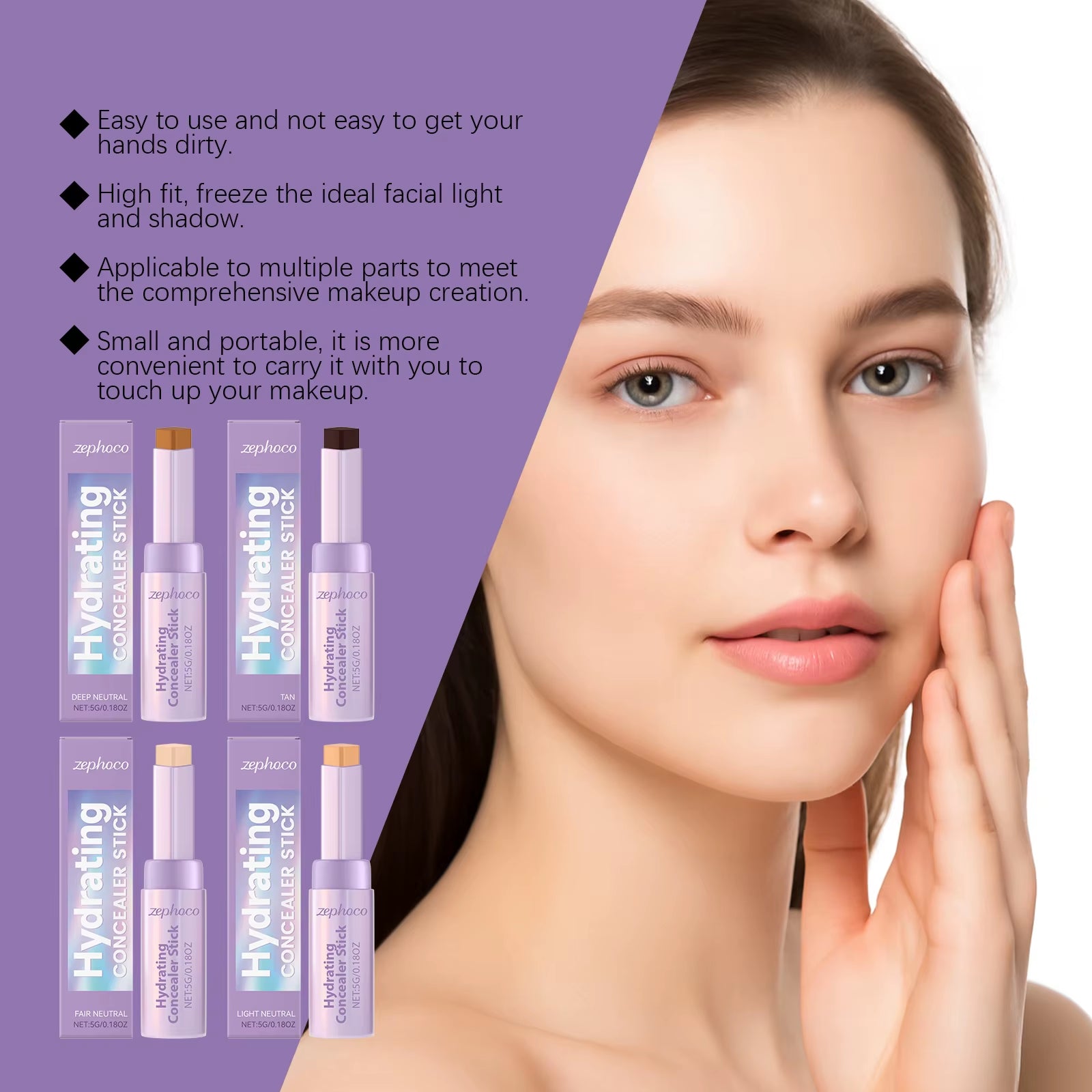 Concealer Contour Stick Waterproof,For Covers Skin Acne Scarring Flaw Sweat-Proof Nature Contouring Cosmetic Face Makeup Tool